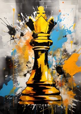 Golden Chess King Painting