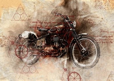 Old Art Style Motorcycle 9