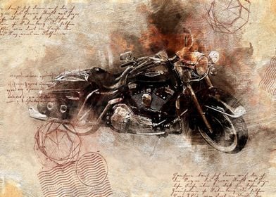 Old Art Style Motorcycle 6