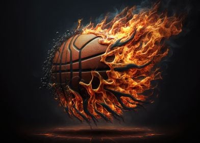 Burning Basketball in Fire