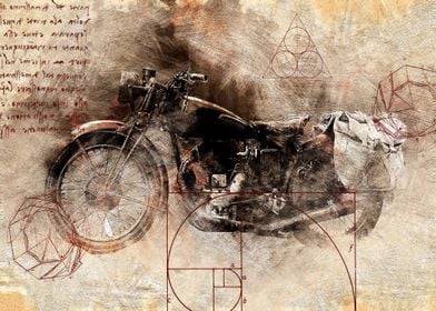 Old Art Style Motorcycle 8