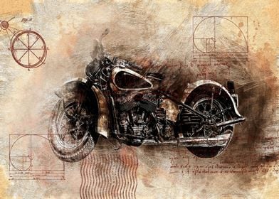 Old Art Style Motorcycle 7