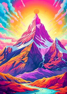 colorful fantasy mountains