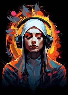Holy Nun With Headphones