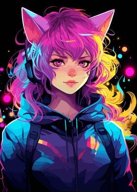 Cat Girl Neon Anime Manga