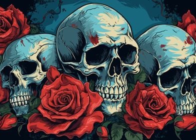 skull with roses
