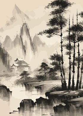 Japan Ink Wash Painting