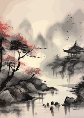 Japan Ink Wash Painting