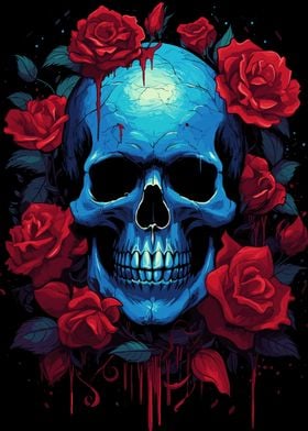 skull with roses