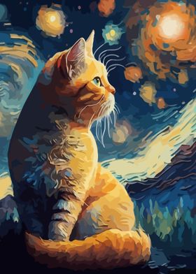 Starry Night Cat 