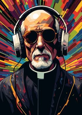 Priest With Headphones
