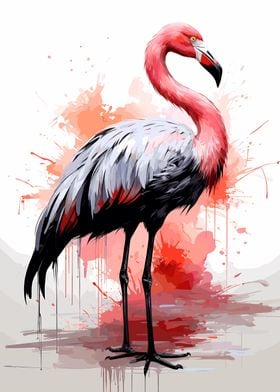 Pink Red Flamingo Painting