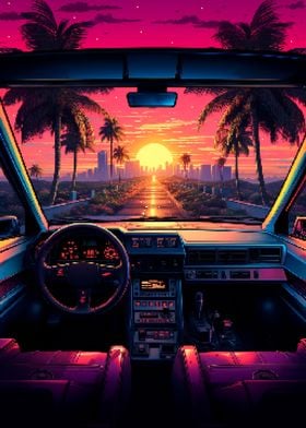 80s Drive Pixel Art