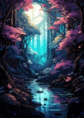 Anime Forest Stream