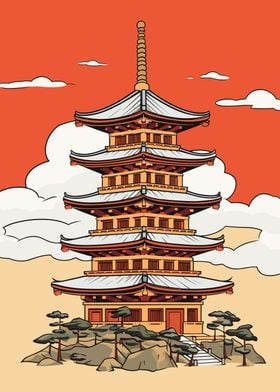 Japanese Pagoda Drawing