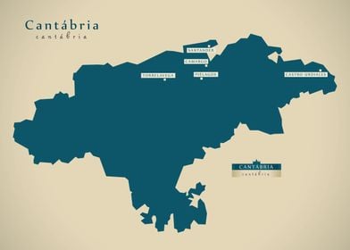 Cantabria Spain region map