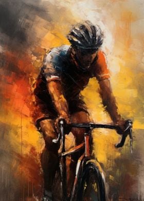 Oil Painting of a Cyclist