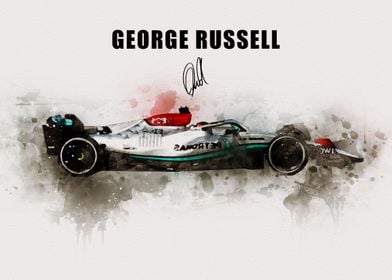 George Russell Car Poster 