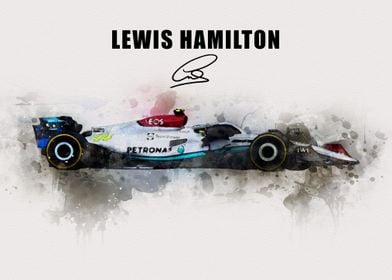 Lewis Hamilton Car Poster 