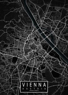 Vienna City Map Dark