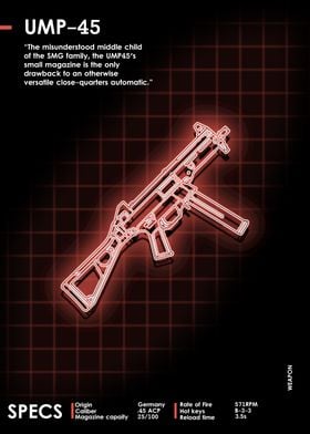 UMP-45 Neon Weapon Poster