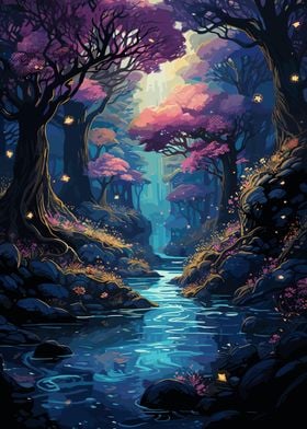 Anime Forest River