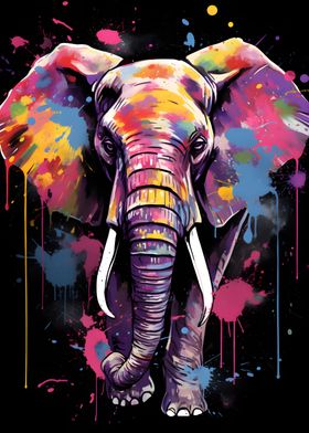 Elephant Colorful Splatter