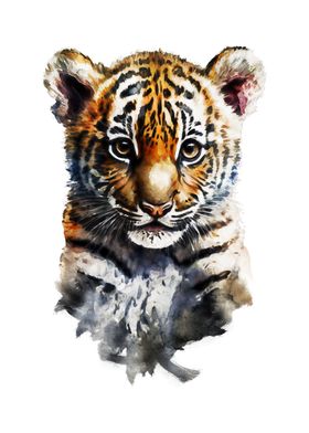 Cute Tiger Cub Watercolor