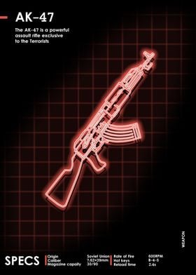 AK-47 Neon Weapon Poster