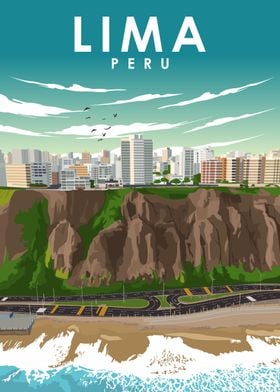Lima Peru Travel Poster