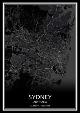 Sydney Black City Map