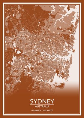 Sydney Brown and White Map