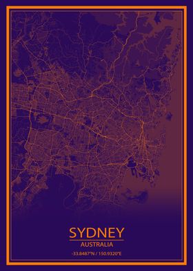 Sydney Purple Orange Map