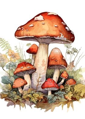 Watercolor Mushroom