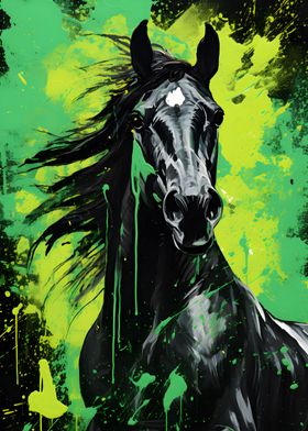 Black Horse Green Splatter