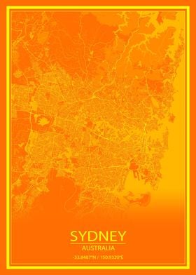 Sydney Orange Yellow Map