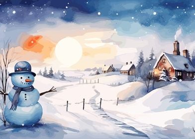 Snowman winter christmas