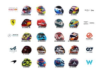 Formula 1 team helmets