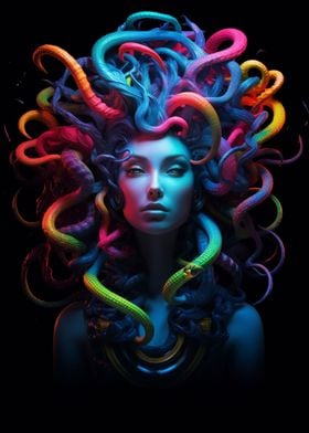 Medusa with Colorful Snake