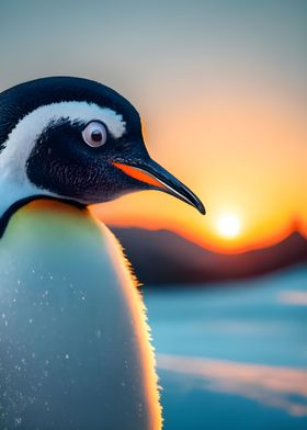 Penguin sunrise photograph