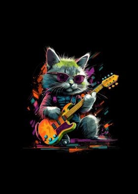 cat playing guitar