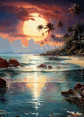 beach sunset landscape 