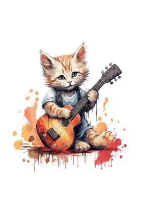 cat playing guitar