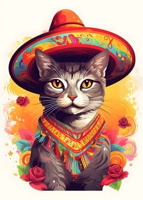 Cat Wearing a Sombrero