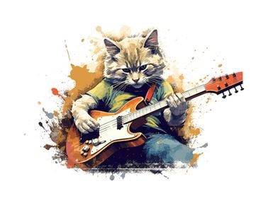 cat playing guitar