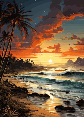 beach sunset landscape 