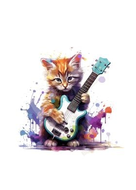 cat playing guitar