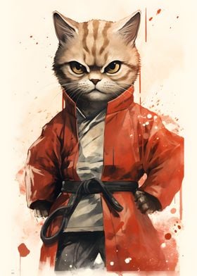 Karate Cat in Uniform