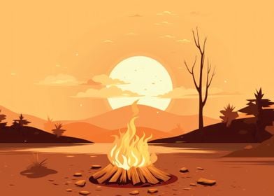Bonfire outdoors nature 