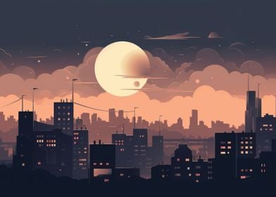 Moon night city